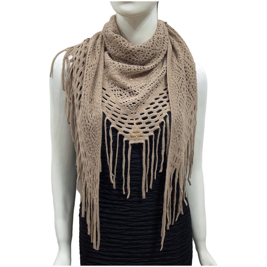 Autumn New Solid Color Triangle Fringe Wool Scarf Knitted Shawl Triangular Scarf Wrap
