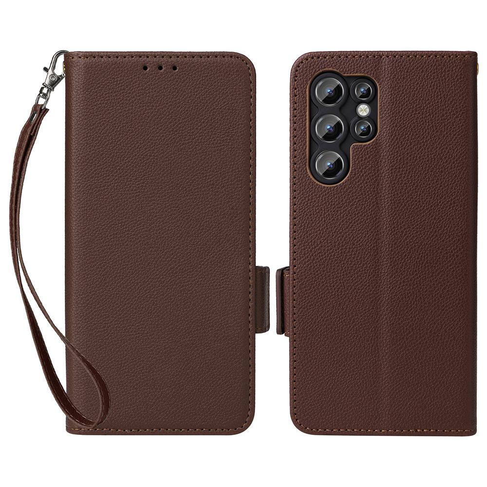 For Oukitel C1/C1 Pro Case with Wrist Strap Litchi Texture PU Leather Wallet Phone Cover