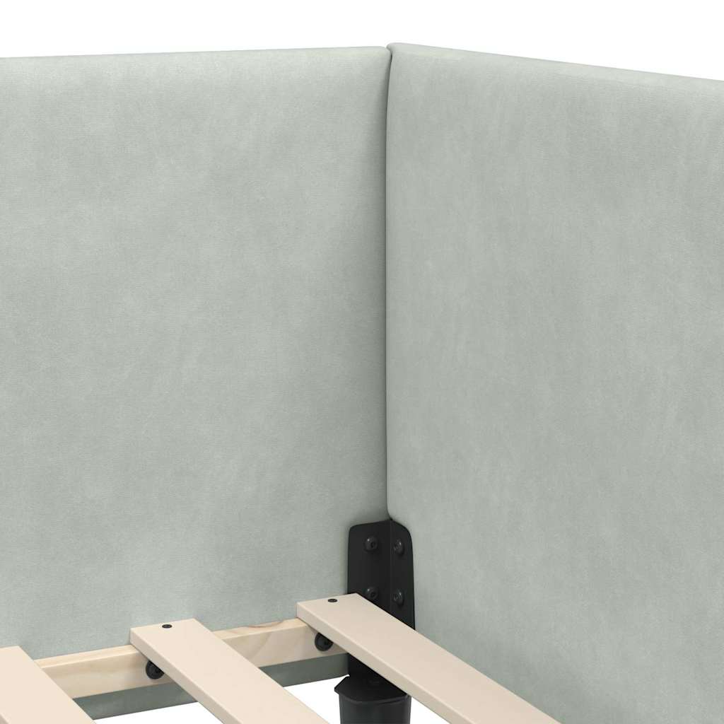 Corner Bed Frame with Mattress Other 2 pcs Light Grey Velvet