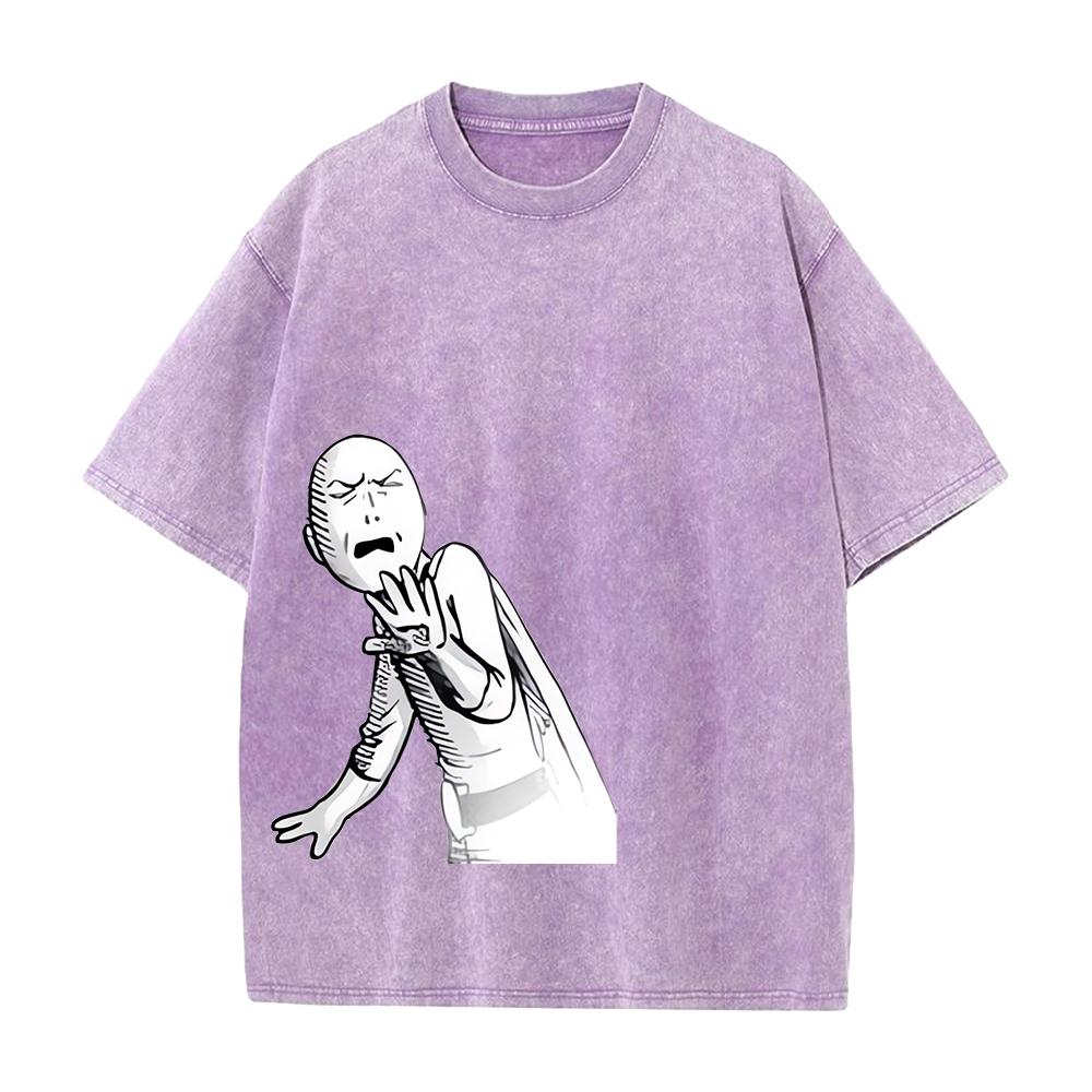 Saitama One Punch Man Funny Graphic T Shirt Men Women Cotton Tshirts Vintage Washed Tee Harajuku Male Casual Oversized T-shirt