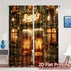 Set Of 2 Flat Printing Curtains Without Rod Beercheers Popular Window Treatment Versatile Polyester Fabric Curtain