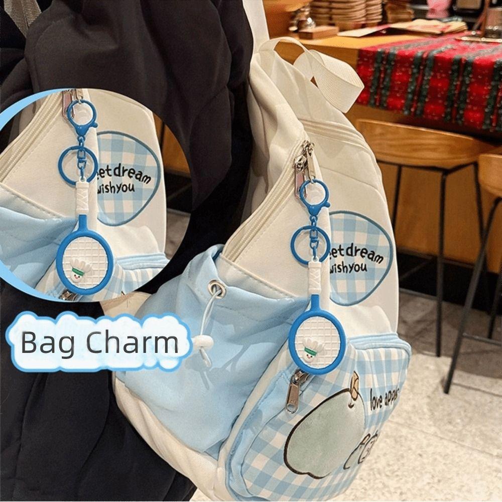 PVC Badminton Racket Keychain Cartoon Bag Pendant Funny Badminton Keyring  Couple's Gift