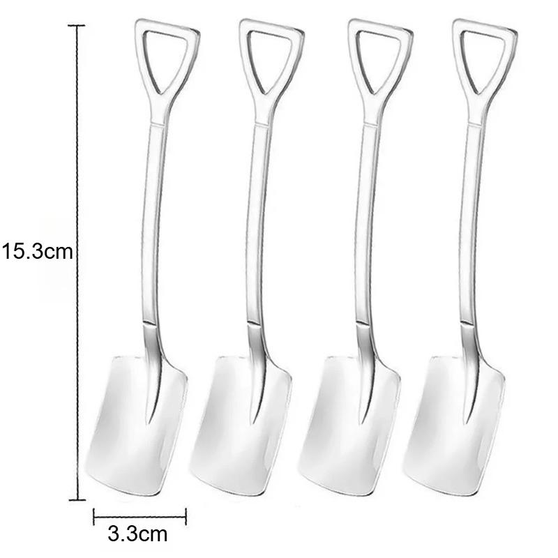 Stainless Steel Shovel Point Spoons Watermelon Coffee Tea Spoon Ice Cream Dessert Tip Scoop Cutlery Tableware Set Kitchen Tools