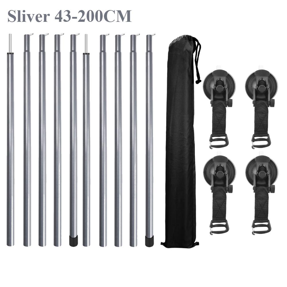 2PC 195CM Awning Poles Strength Aluminum Tent Pole And 4PC Strong Suction Cup Anchor Outdoor Canopy Tent Shade Awning Accessori