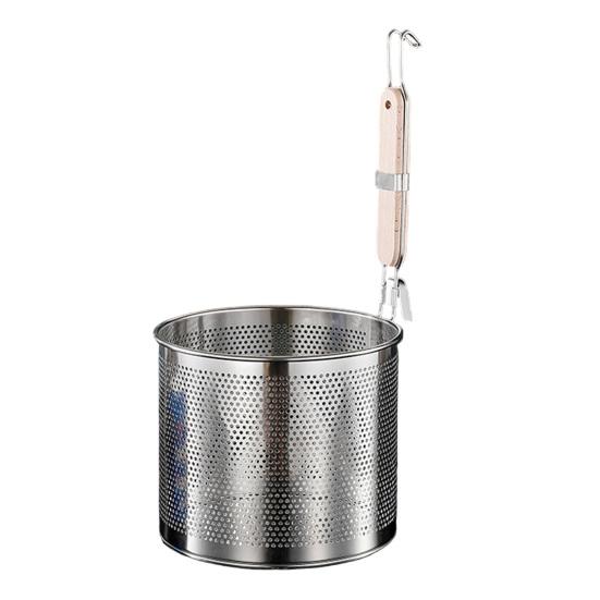 Cesta de Fritura Profunda em Aço Inoxidável Peneira de Malha Grossa Concha com Ganchos Duplos Colher Peneira Antiderrapante Resistente ao Calor para Macarrão de Sopa Malatang