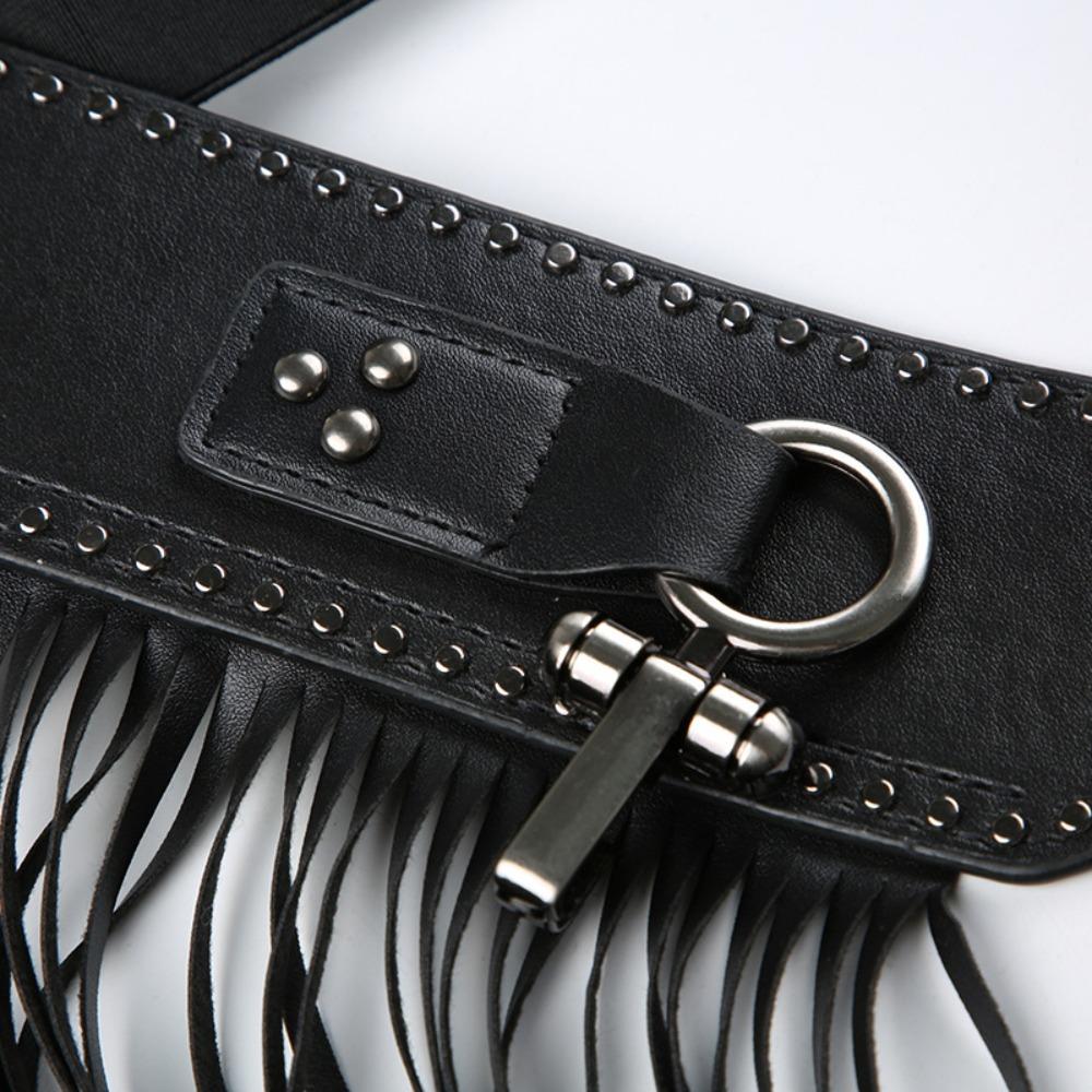 Jeans Decor Rivets Belt Vintage Punk Belt Exaggerated Tassels Waistband  Jazz Dance Accessory