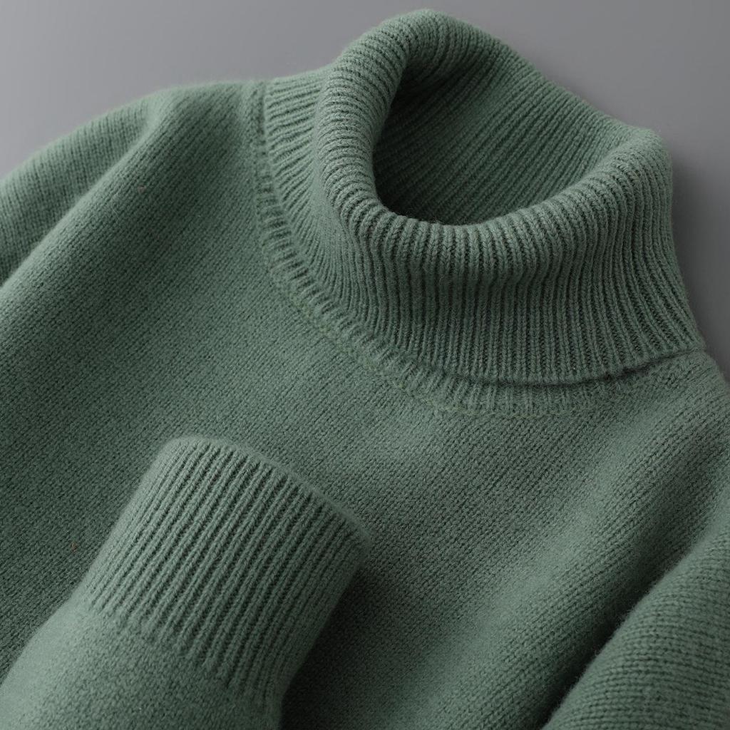 Men's 2025 High Neck Cashmere Wool Pullover - Thick, Double-Strand Knit Sweater for Autumn and Winter.