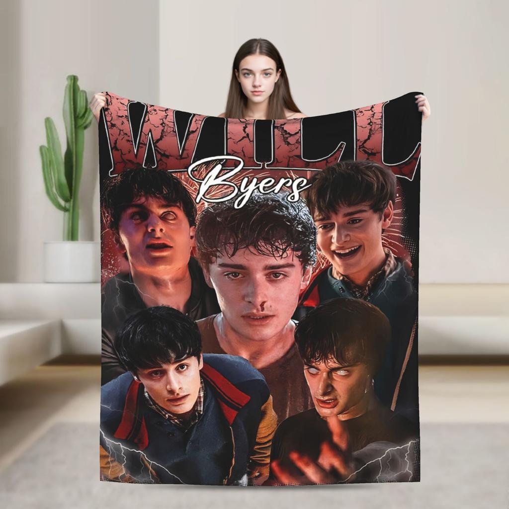 Will byers Horror TV Warm Comfy Blanket For Bedroom Graphic Throw Blanket Autumn Camping Flannel Bedspread