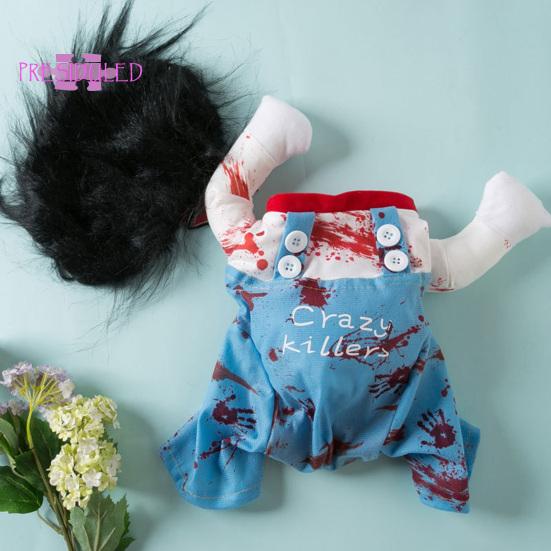 Pet Costume Chucky,Deadly Delicate Pattern, Halloween Clothes - Funny Dog Outfit