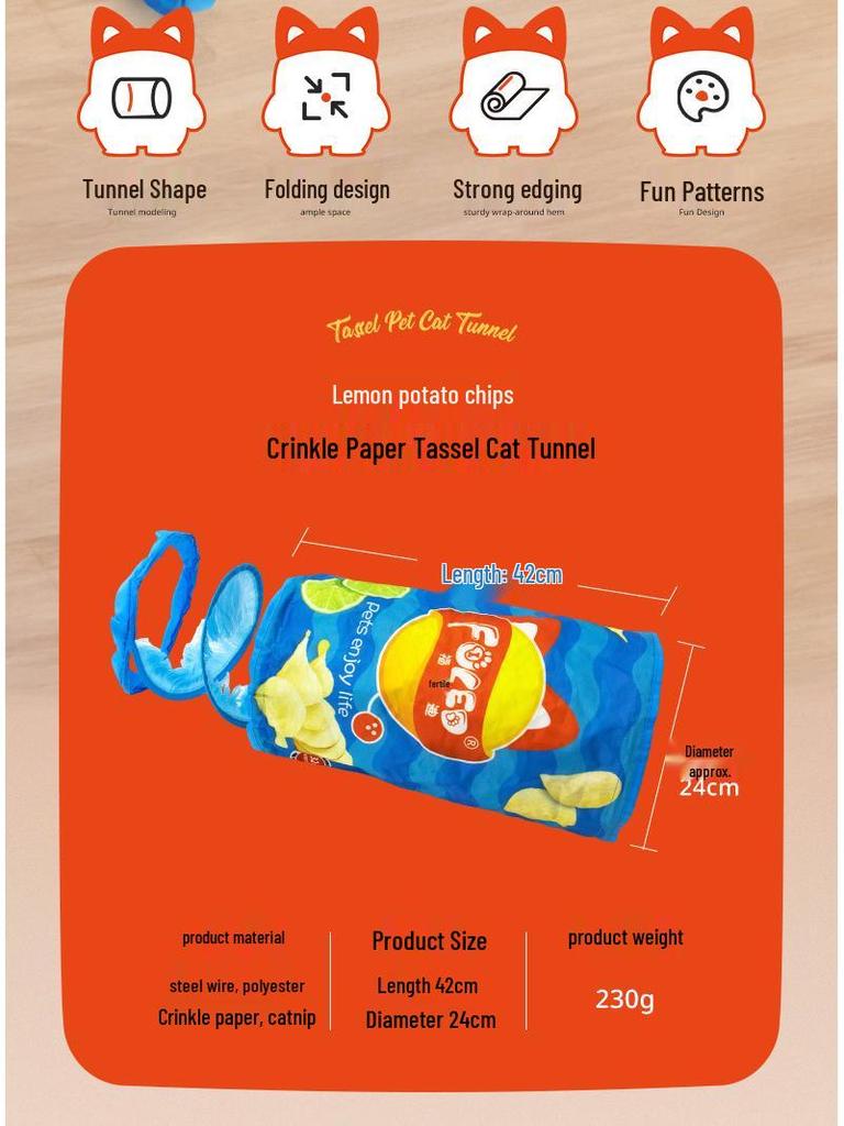 FULED Collapsible Two-Way Crinkle Cat Tunnel: Interactive Kitten Toy Tunnel