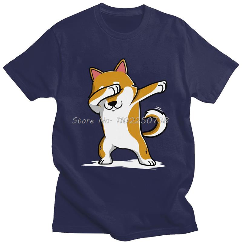 Funny Shiba Inu Dabbing T Shirt Men Short Sleeve Humor Japanese Dog Lover Gift T-shirt Casual Tshirt Cotton Tee Top Gift