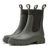 Woman's Air Mesh Elastic High Top Rain Boots Four Seasons Thick Sole Non Slip Waterproof Round Toe Fashion Block Heel Water Shoe