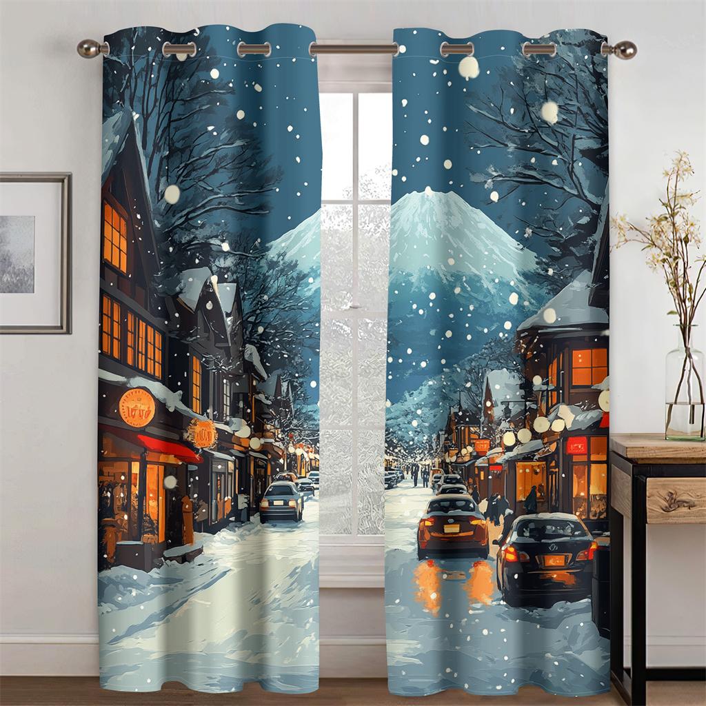 3D Glittering Fuji Mountain Curtains Romantic Joy Fit Bedroom Living Room Kitchen Decor New Arrivals Limited Time Offer 2 pcs