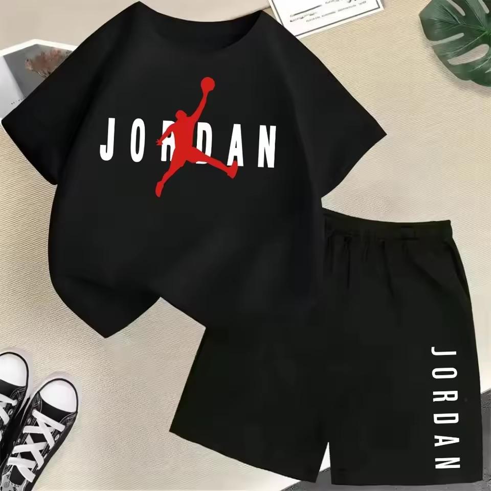 Sommer Kurzarm Kinder Set Slam Dunk Meister Muster Druck Sport T-Shirt+Shorts 2er Set Kinder Jungen Mädchen Mode Trainingsanzug