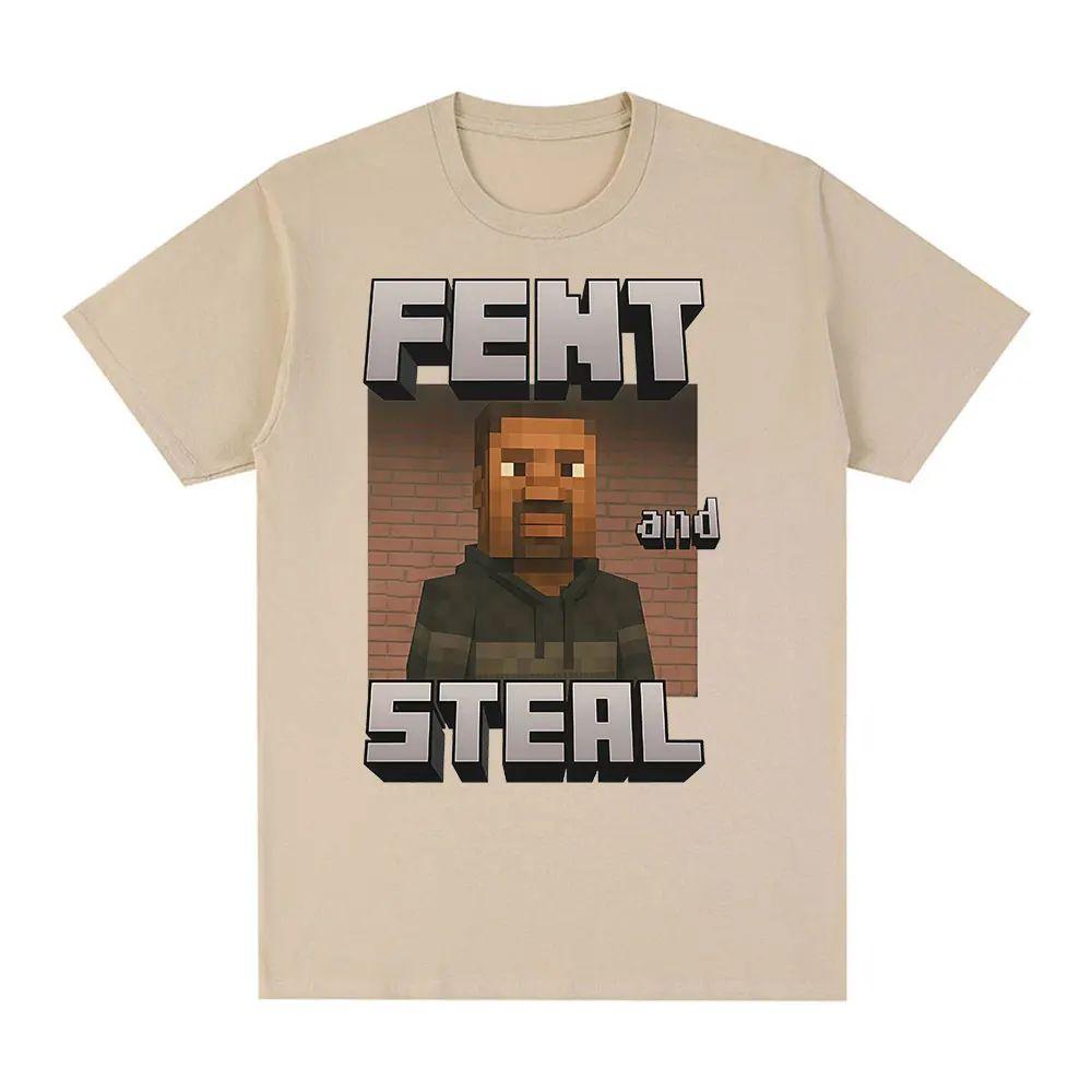 

Fashion Vintage Tops Fent and Steal Funny Meme Tshirts Oversized Cotton Casual Short Sleeves T Shirt Streetwear Unisex S