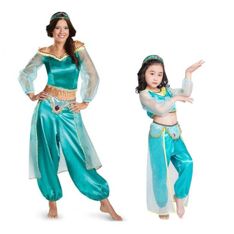 Princess Aladdin Halloween Jasmine Adult Ladies Suit Cosplay Dress Costume Set