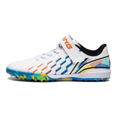 Li Ning Childrens Printed Color Block Soccer Shoes Kids Soccer Shoes Standard-White YKGU018-1