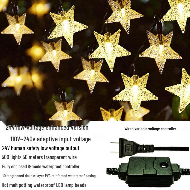 Outdoor Waterproof Twinkling Star Solar String Lights for Garden & Balcony Decoration - Holiday & New Year Lighting