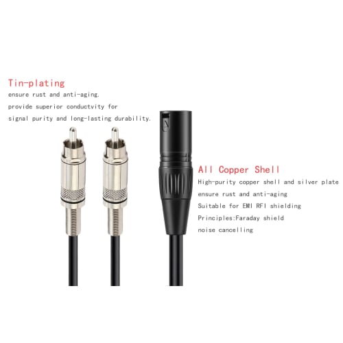 Luxferre XLR to RCA Converter Cable, XLR Male to RCA x2, XLR to 2 RCA Cable, 1m Dual RCA Male to XLR Cable, XLR to RCA Converter, Compatible with XLR