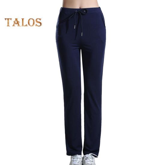 Women Yoga Pants with Pockets Adjustable Drawstring Stretch-Fitting Long Trousers Athletic Compression Leggings