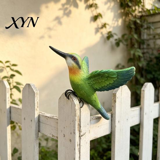 Miniature Wildlife Decor Resin Hummingbird Figurine, Clip?on Bird Statue for Fence, Flower Pot Tree Garden Branch, Realistic Ornament, Outdoor Patio