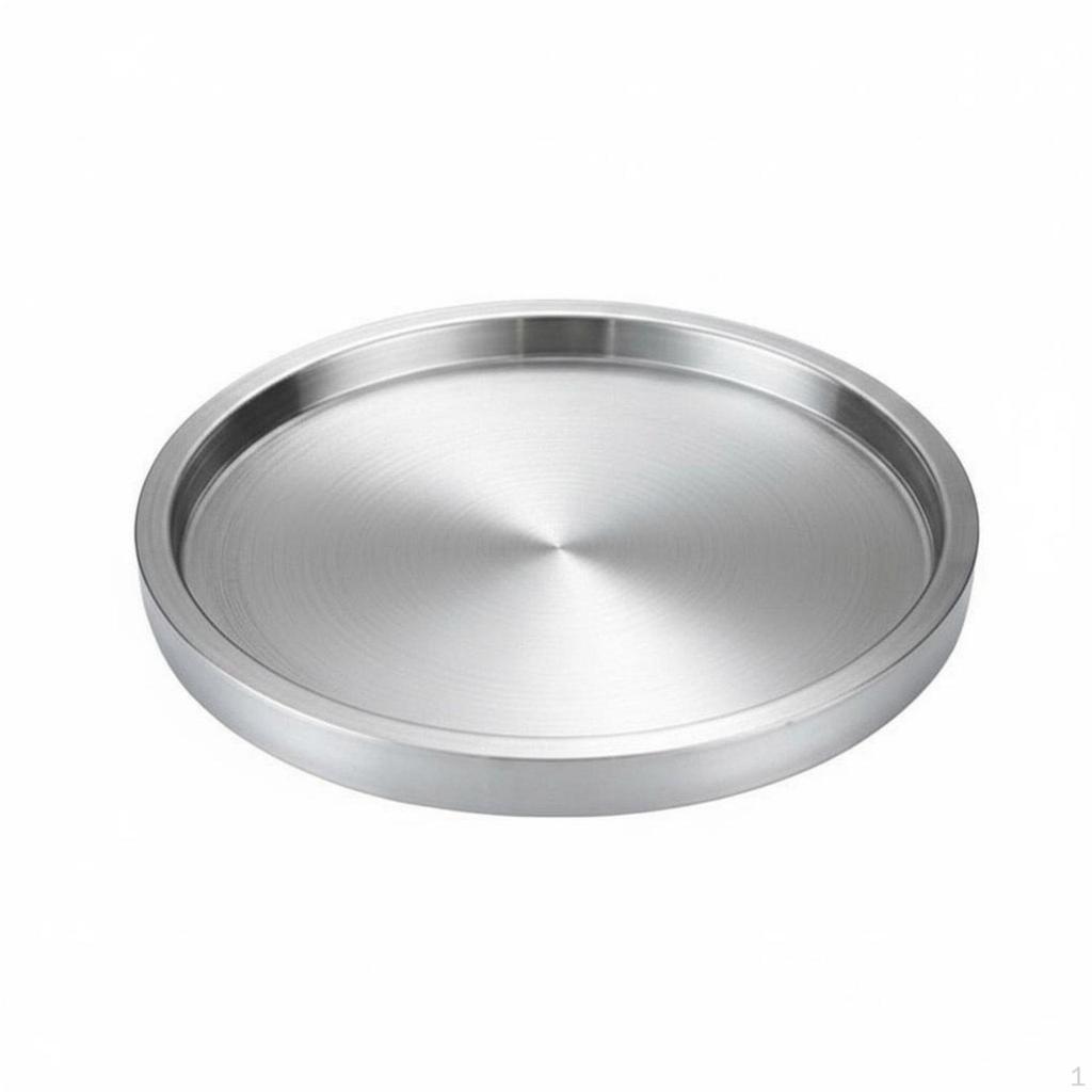 Korean BBQ Serving Tray Double Layer Stainless Steel Round Plate Thickened Design