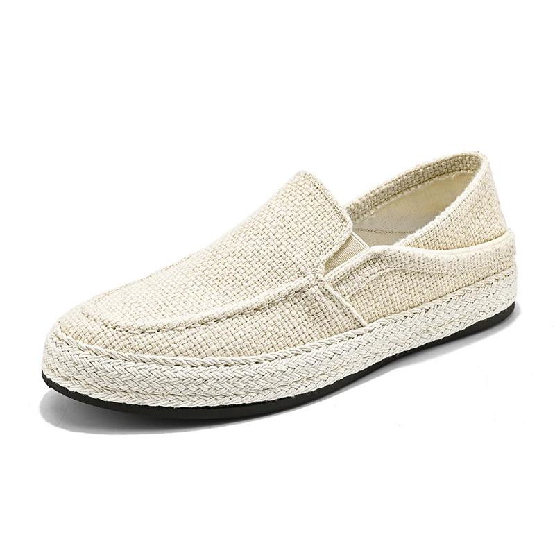 New Loafers Men Breathable Casual Shoes Classic Linen Slip On Sneakers Male Summer Cheap Driving Shoes For Men Wide Lightweight