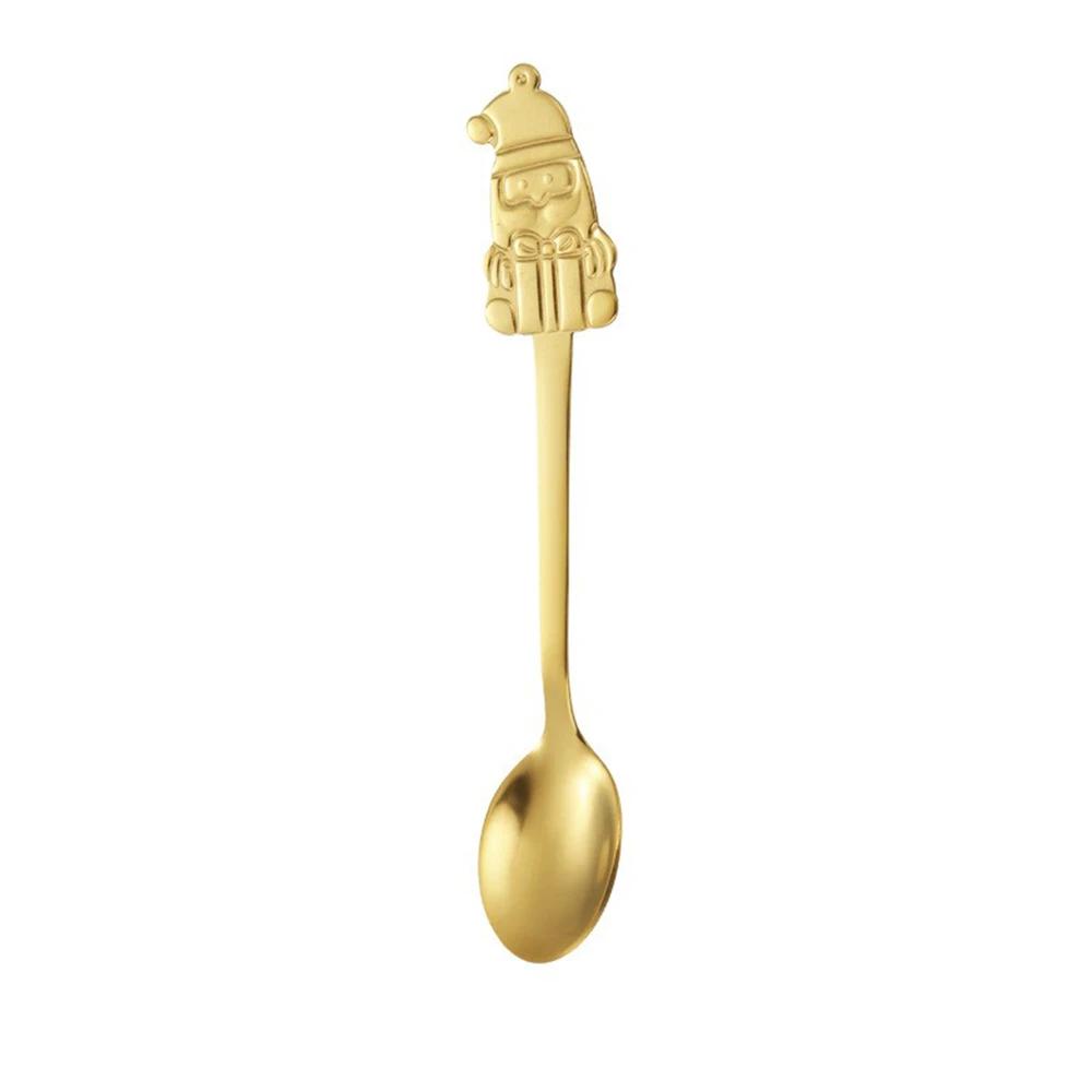 4/1PCS Christmas Dinnerware Stainless Steel Coffee Spoon Dessert Fruit Fork Cartoon Santa Claus Spoon Fork Xmas Table Supplies