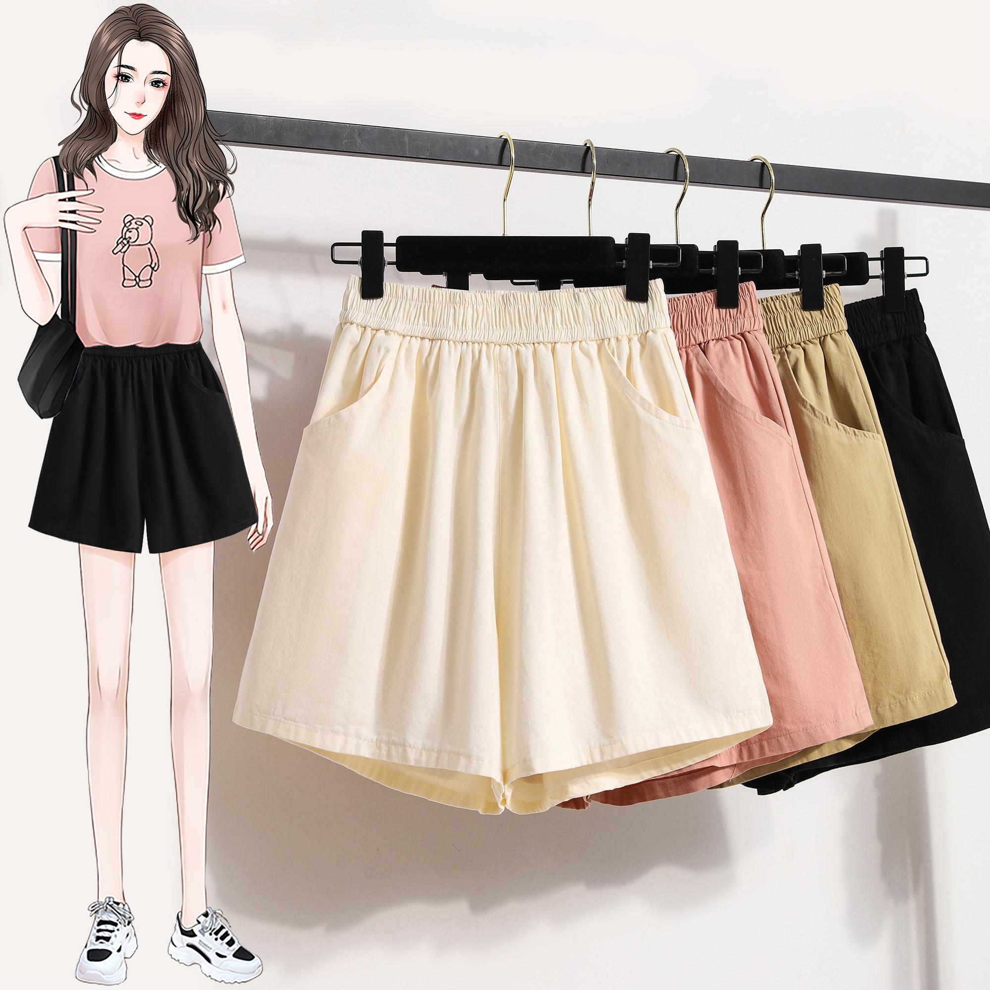 

DIMANAF 2025 Plus Size Shorts Summer Women Solid Loose High Waist Pockets Casual Short Pants Basic New Wide Leg Pants 4XL жовтий