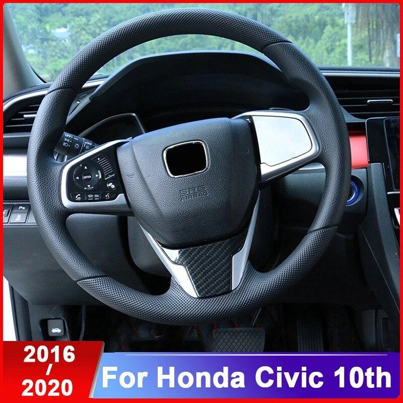 Für Honda Civic 10th 2016–2018. Lenkrad-Dekorationsaufkleber-Sets mit modifizierten Aufnähern für den Innenbereich, Pailletten, dekorativ