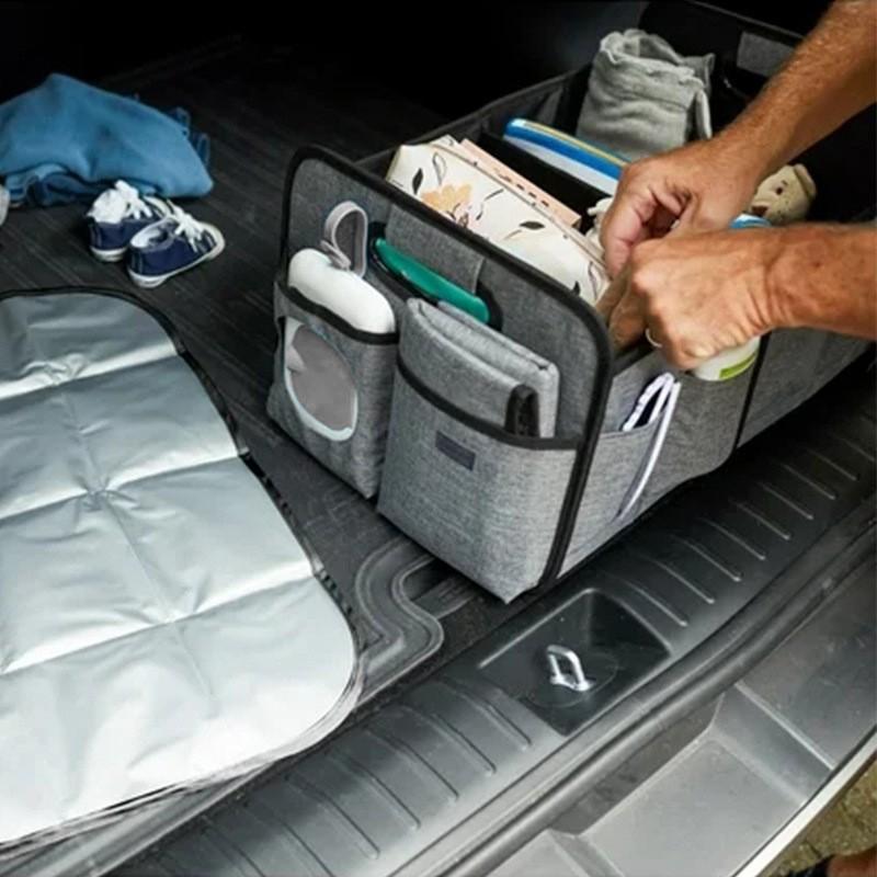 Foldable Car Storage Organizer Box Backseat Trunk Multi-Use Cargo Bin With Handle Waterproof Oxford Fabric