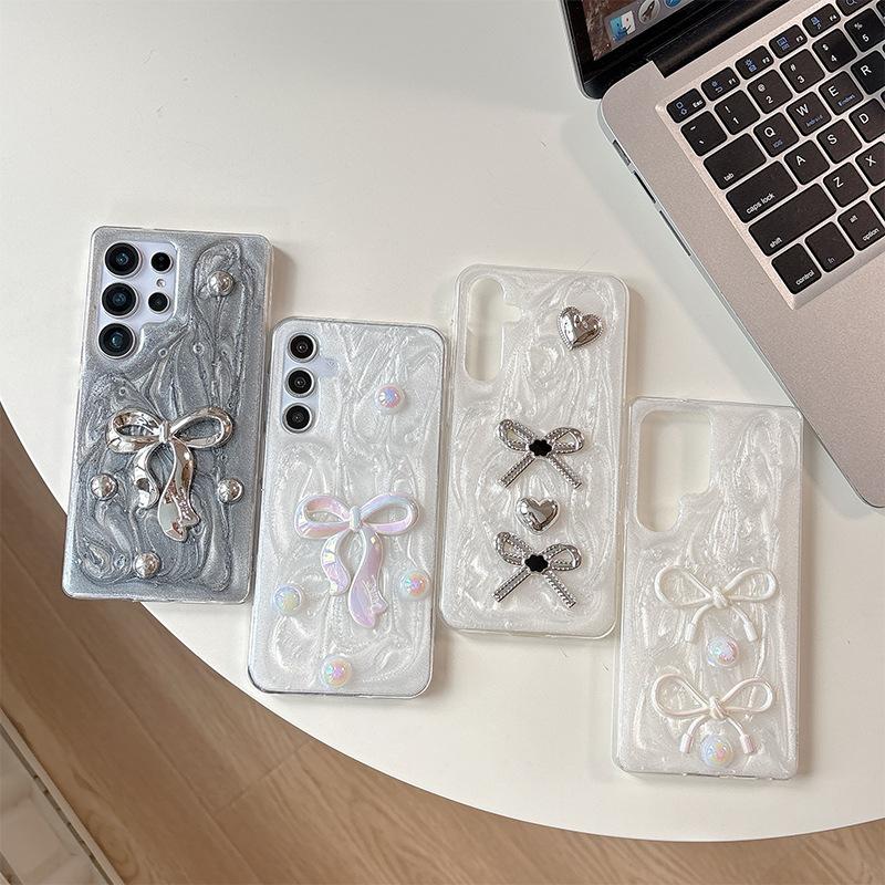 Epoxy Laser Beads A16 Mobile Phone Case For Samsung S24Plus Bow S23 Women'S S25Ultra