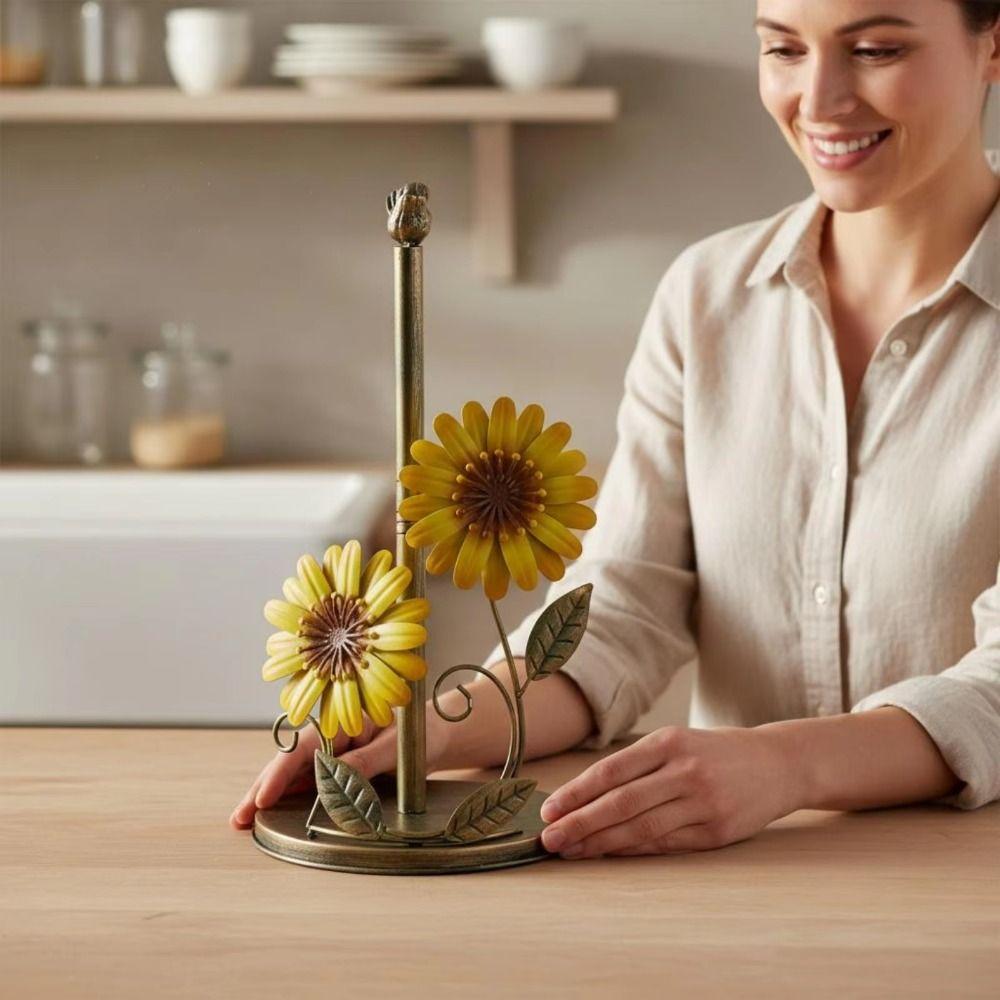 Anti-Skid Flower Shaped Tissue Holder Freestanding Paper Towel Rack  Dining Table