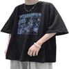 Mens 90s Vintage Oversize Shirts Summer Anime Printed Grunge Tee Y2K Cyber Punk Streetwear Harajuku Top Tshirt, Black, Small