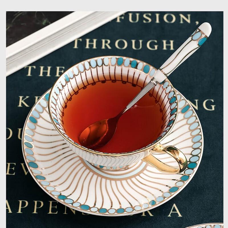 Sapphire Ceramic Coffee Cup with Saucer and Spoon Gift Set