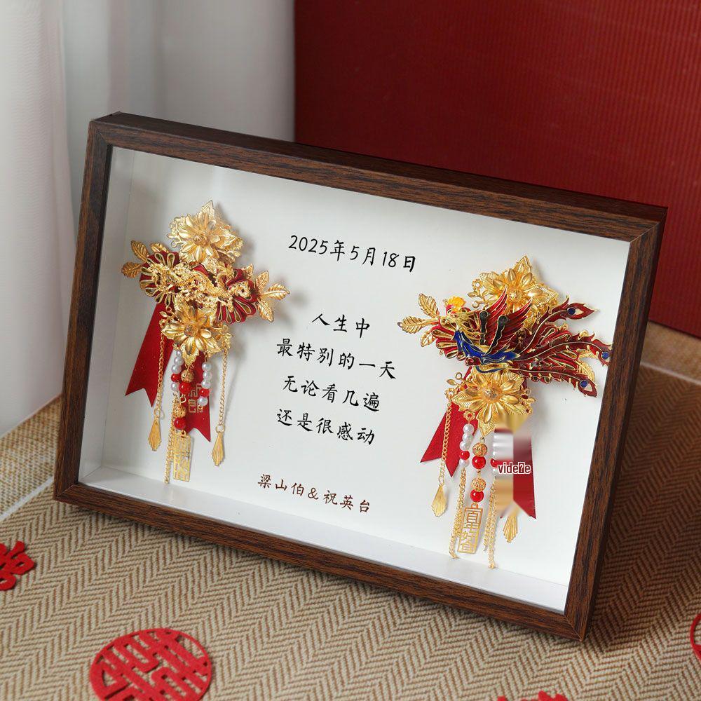 Premium Dragon and Phoenix Wedding Corsage Set for Bride and Groom - Elegant Boutonniere Pins