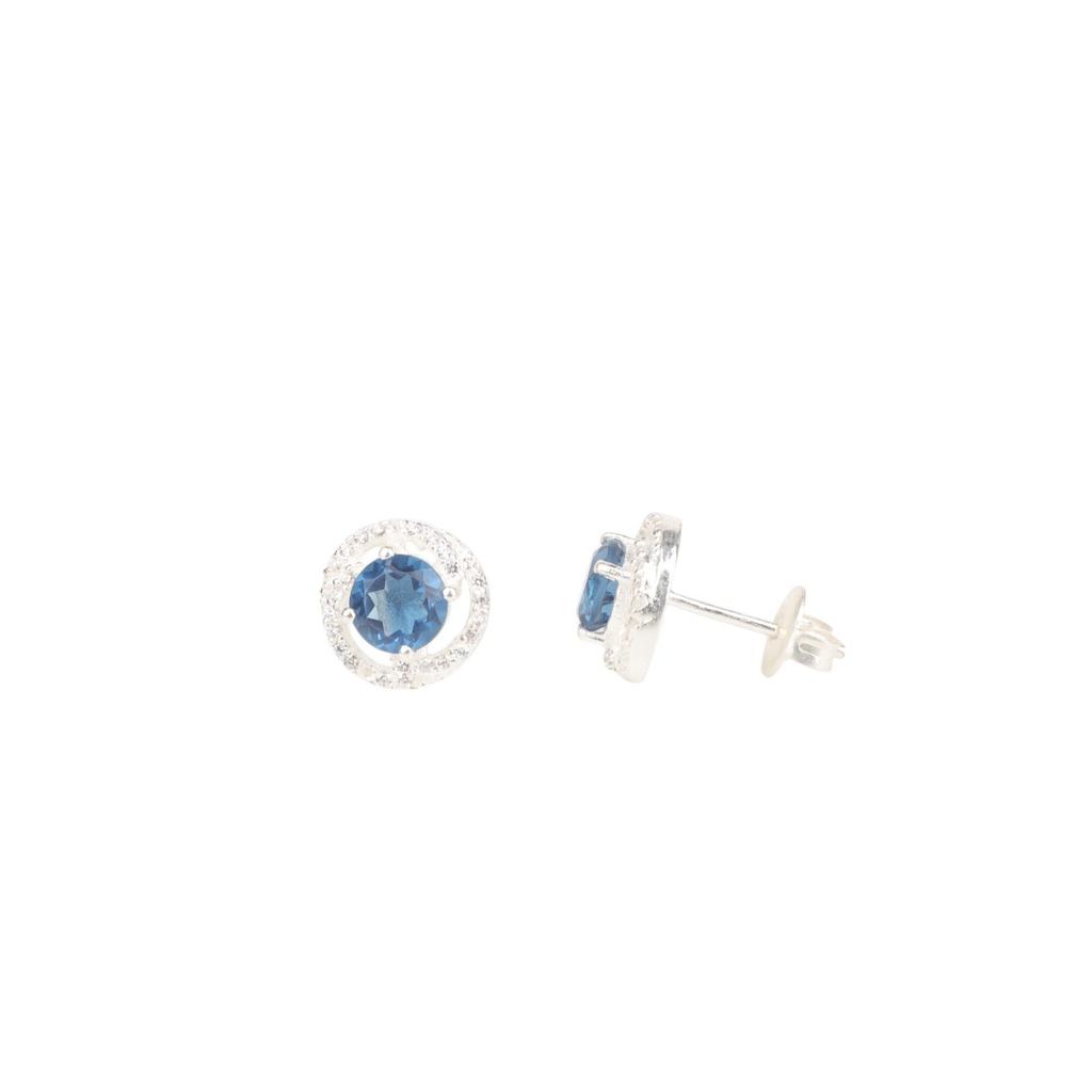 Rare London Blue Topaz  925 Sterling Silver Jewelry Zircon Stud Earrings 0.41" CZE-8-7
