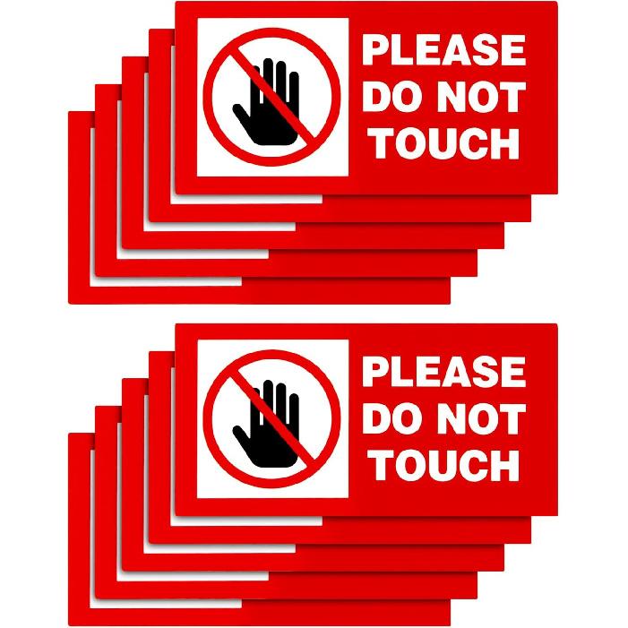 10 pcs Do Not Touch Warning Sign Stickers, Self Adhesive Peel & Stick Vinyl Decal Do Not Use Hand Sign, Do Not Touch Warning Signs Label Stickers for