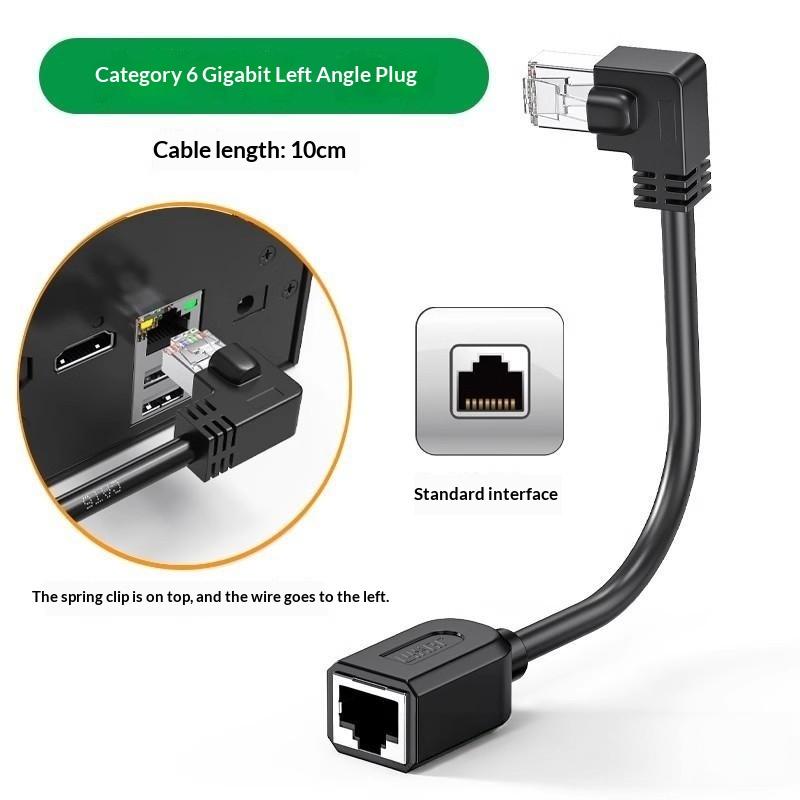 Right Angle CAT6 RJ45 Ethernet Extension Cable 1Pcs Male to Female Elbow for Narrow Space Network Port Extending