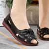 Summer Sandals Women's Mother Shoes Leather Soft Bottom Non-slip Fish Mouth Comfortable Large Size Hole Shoes Hollow Women's Shoes