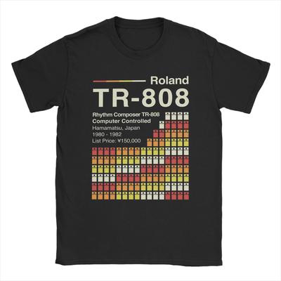 TR 808 Οριζόντια Ανδρικά Βαμβακερά Vintage T-Shirts Κοντομάνικα Καλοκαιρινά Τοπ