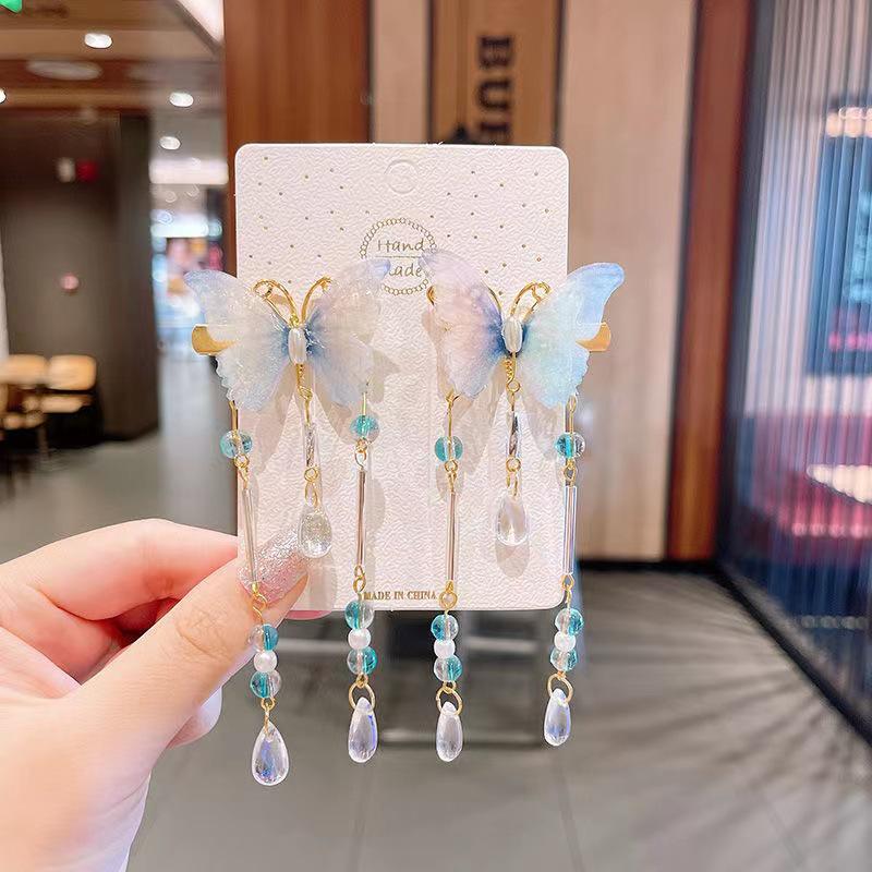 Ancient Style Children's Hanfu Hairpin with Tassel and Forehead Chain