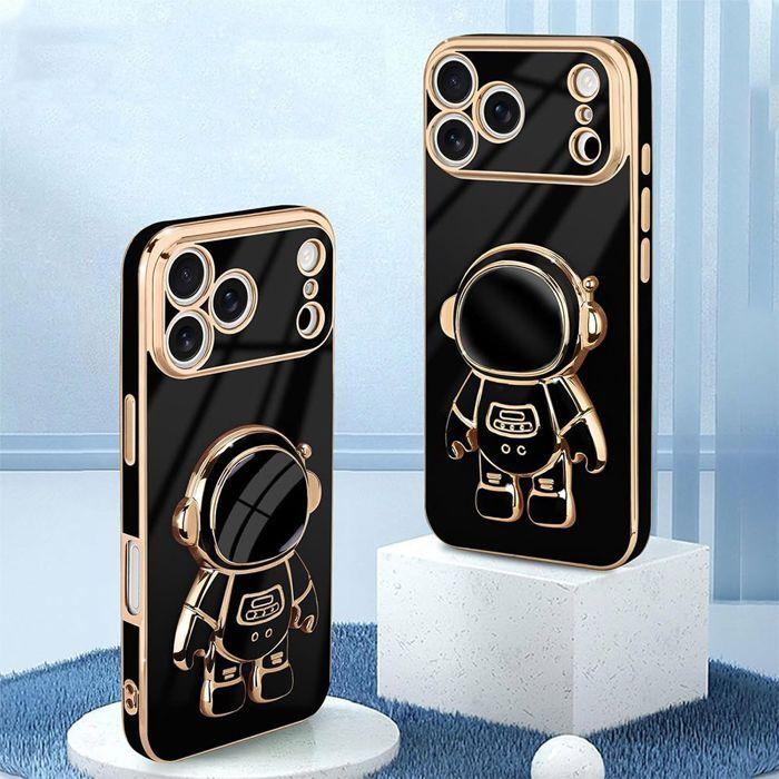 Coque de Téléphone - BOOLING - pour iPhone 17 Pro - Antichoc Slim Noir avec Support Astronaute Ajustable