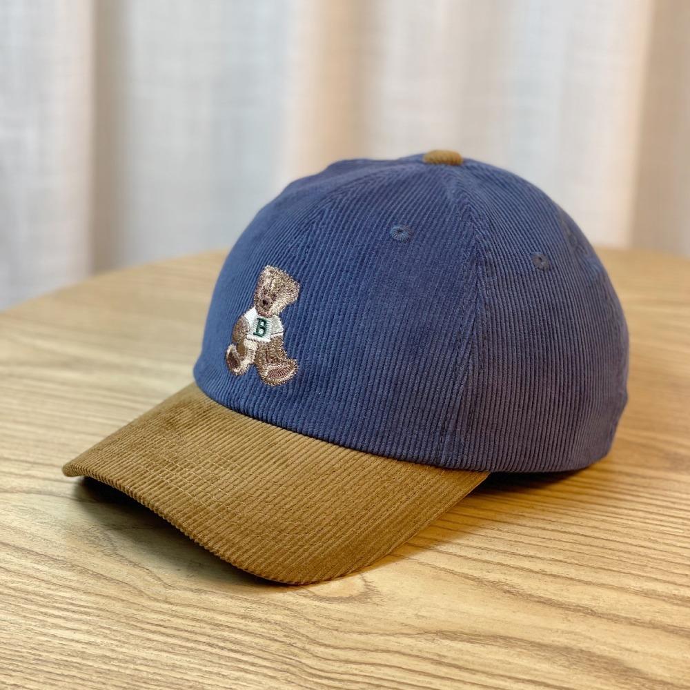 Embroidered Bear Baseball Hat Corduroy Outdoor Sport Hat Cute Travel Sunshade Hat