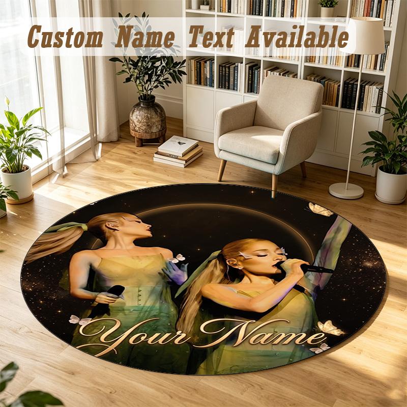 Round Rug Custom NameAriana Grande Pattern Non Slip Carpet Home Floor Decor