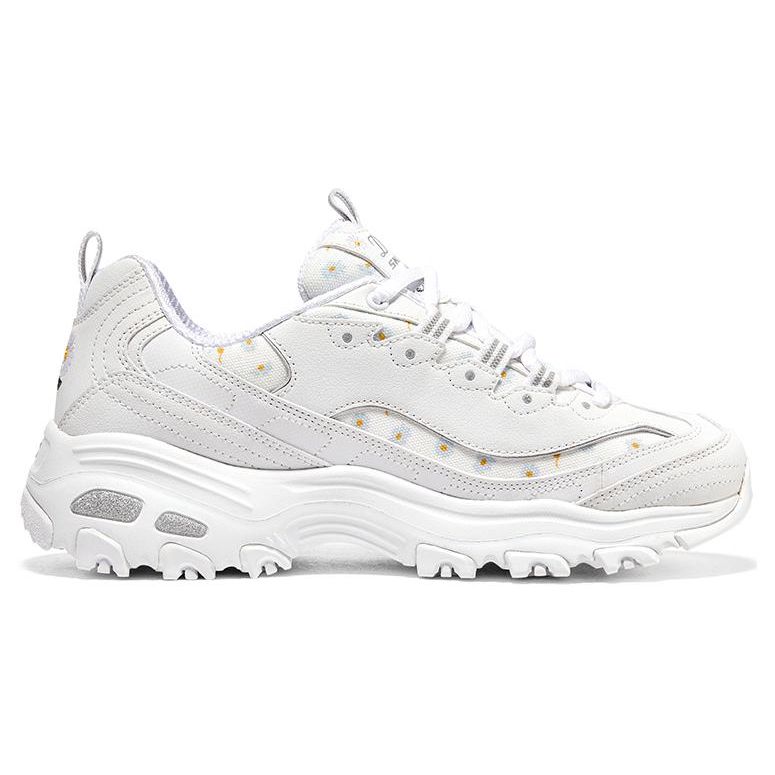 Skechers DLites 1.0 Fafa Bear Mesh Fabric Synthetic Leather Trendy Shock Absorbing Durable Breathable Low Top Dad Shoes Women Sneaker White 896180-WHT