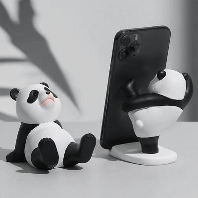 Sculpture Statue Panda Mobile Phone Holder Cute Cartoon Panda Decoration Toy Gifts Phone Bracket
