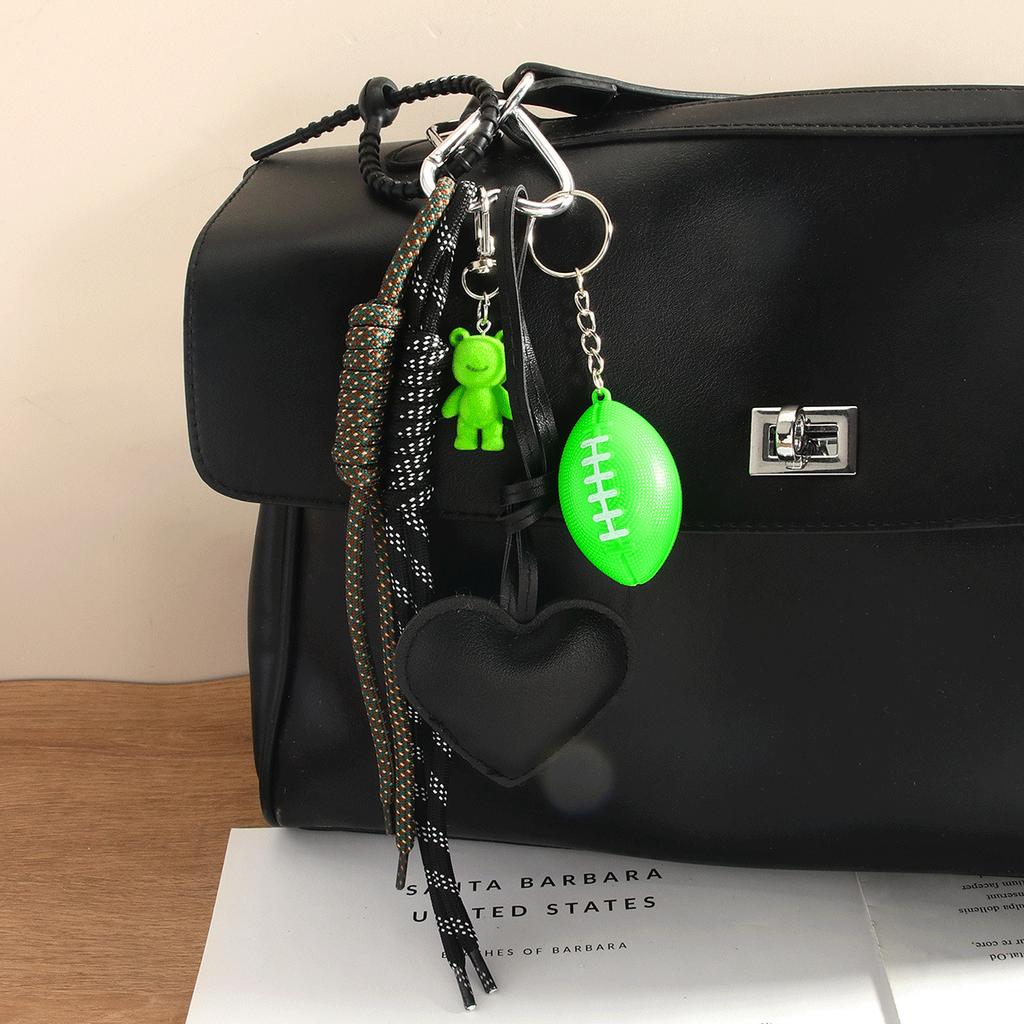Black PU Love Pendant Ins Wind Simulation Mini Football Frog Bag Pendant Keychain Accessories