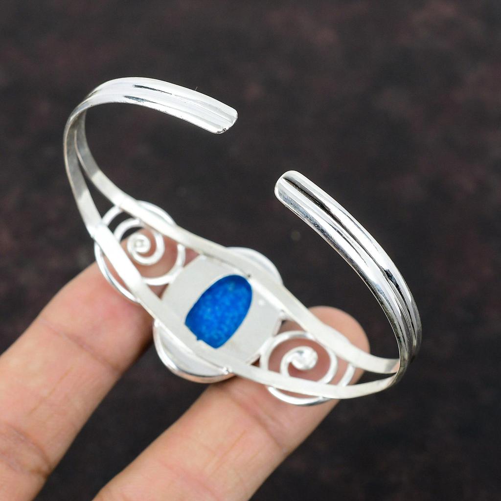 Smithsonite Cuff Bracelet 925 Sterling Silver Bangle Handmade Jewelry Adjustable Bangle Gemstone Cuff Bracelet Smithsonite Jewelry For Gifts