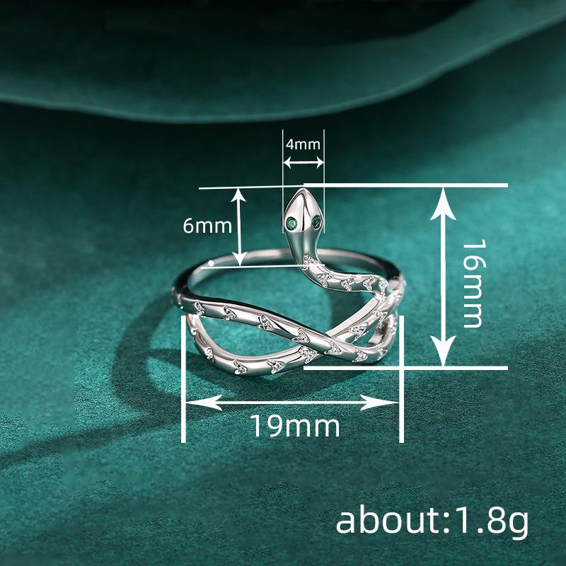 Snake Animal Ring, Personalized Design Ring, Female, Micro-Inlaid Zircon Multi-Layer Ring.